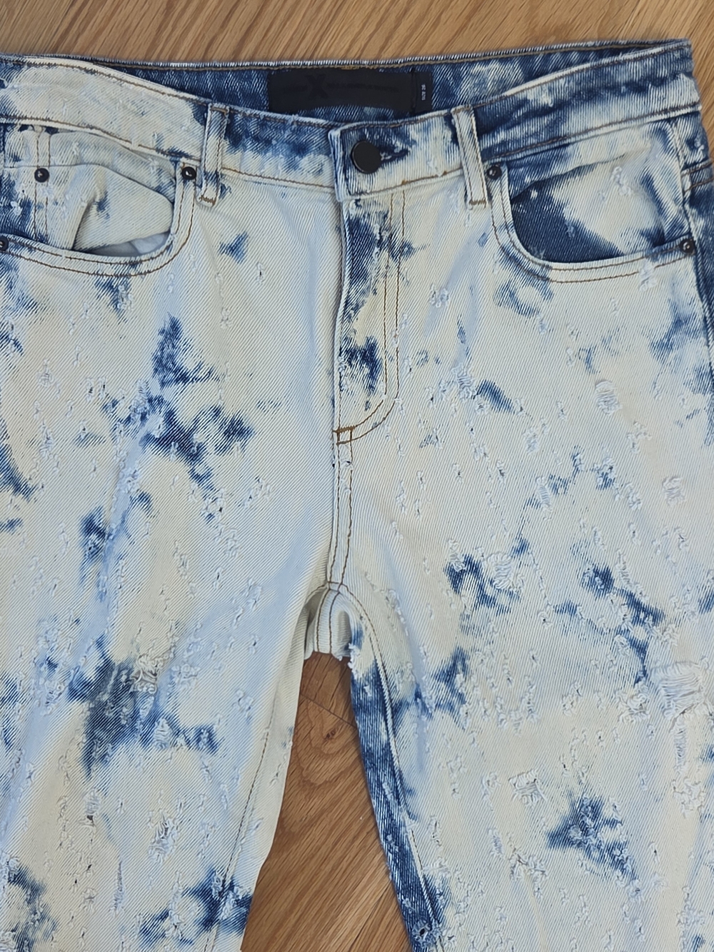Alexander Wang Womens Distressed Bleached Destroy Blue and White Skinny Jeans 26